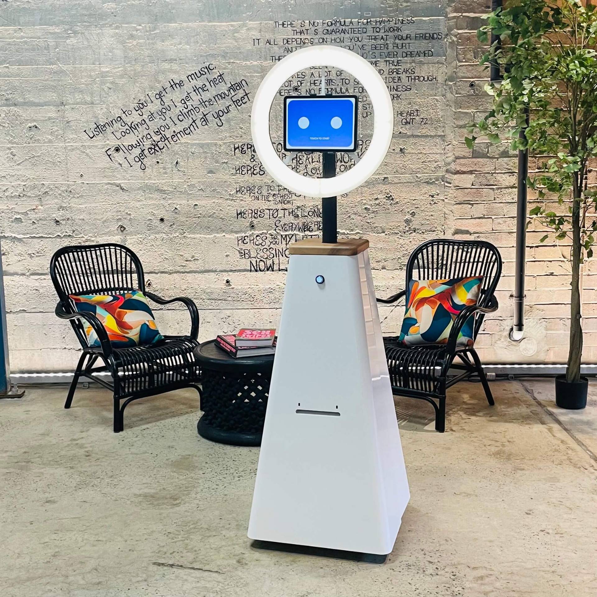 The Social Rover robot in a modern lounge