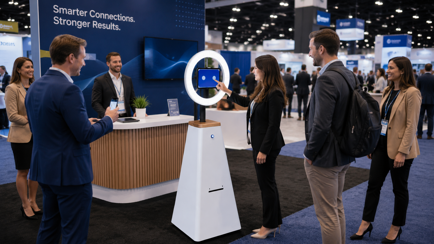 The Social Rover engaging attendees at a trade show booth